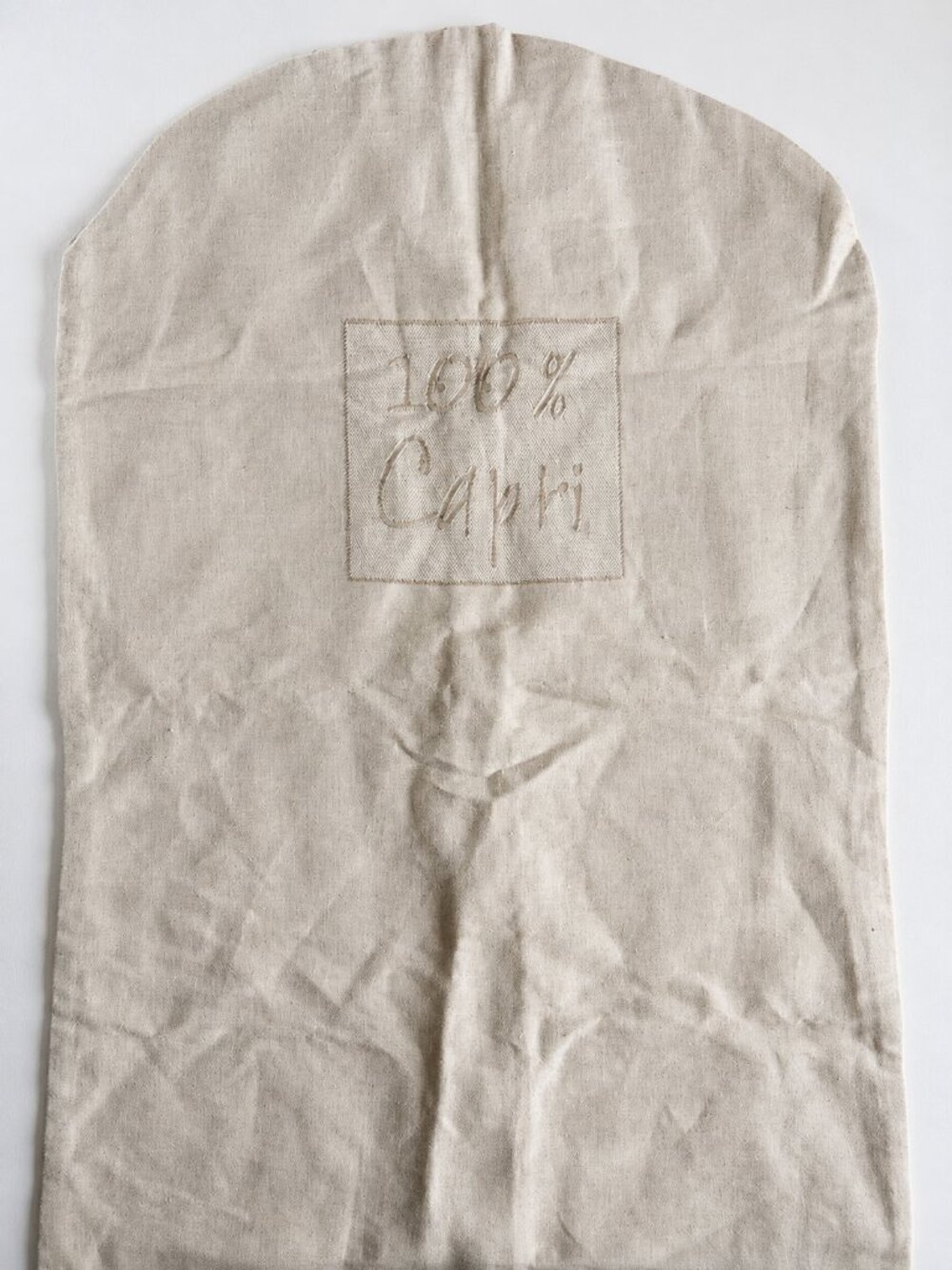 100% Capri Beige Linen Garment Bag / Suit Cover with Embroidered Logo
